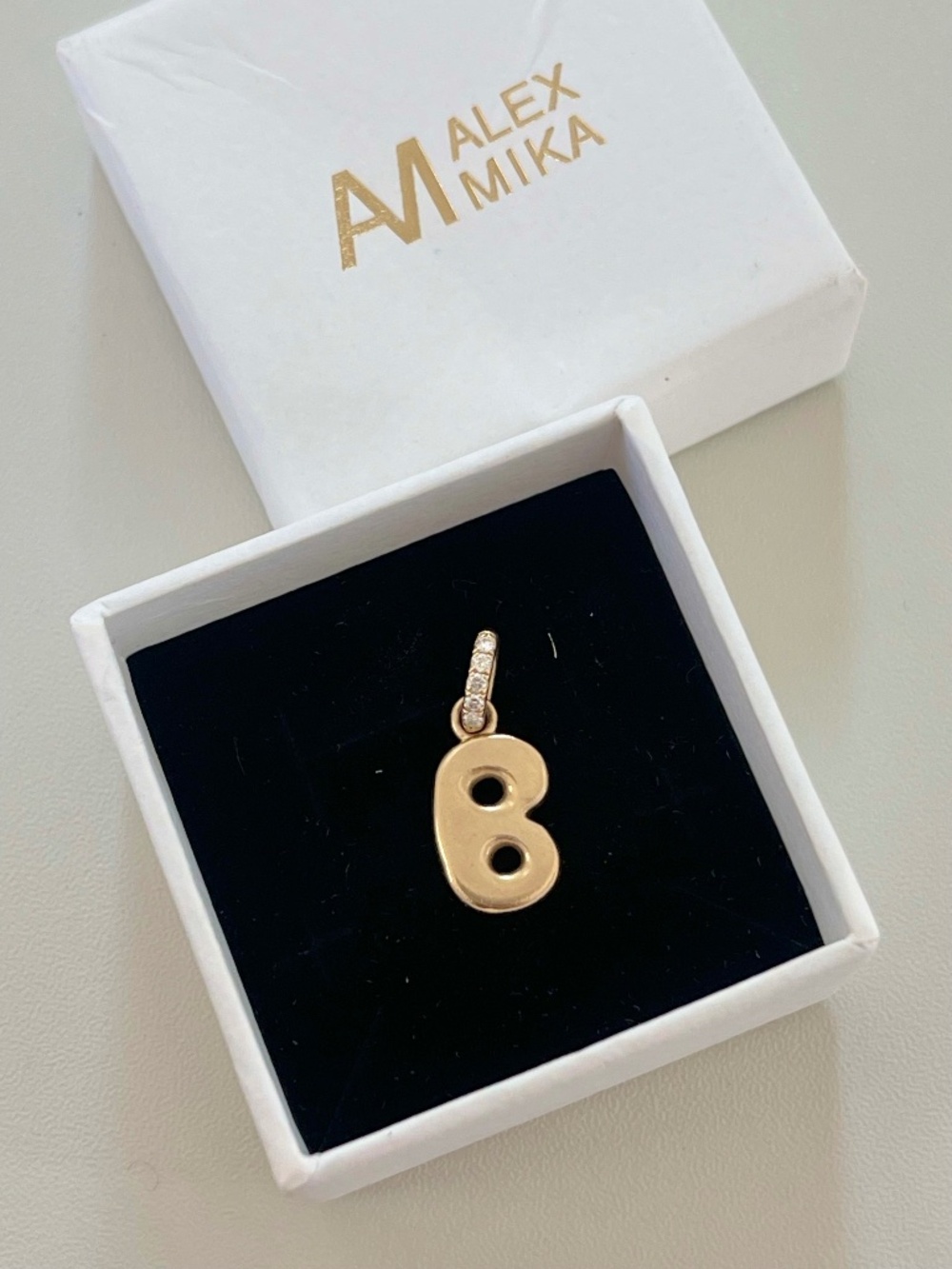 Alex Mika 14k Diamond Bubble Initial Pendant ‘f’. Original $880